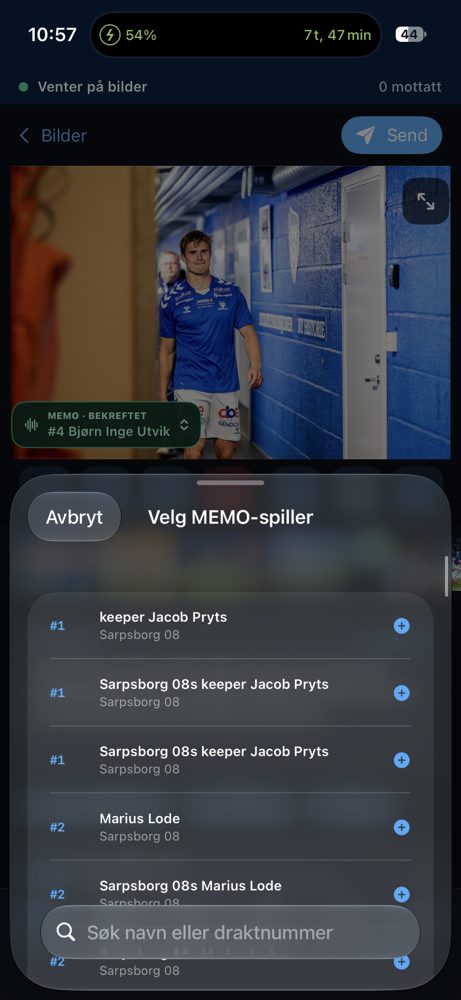 Player list with search by name or number